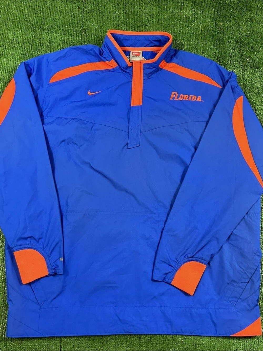 Vtg Nike Fit Storm 1/4 Zip Blue Orange Embroidered Florida Gators Windbreaker Lg